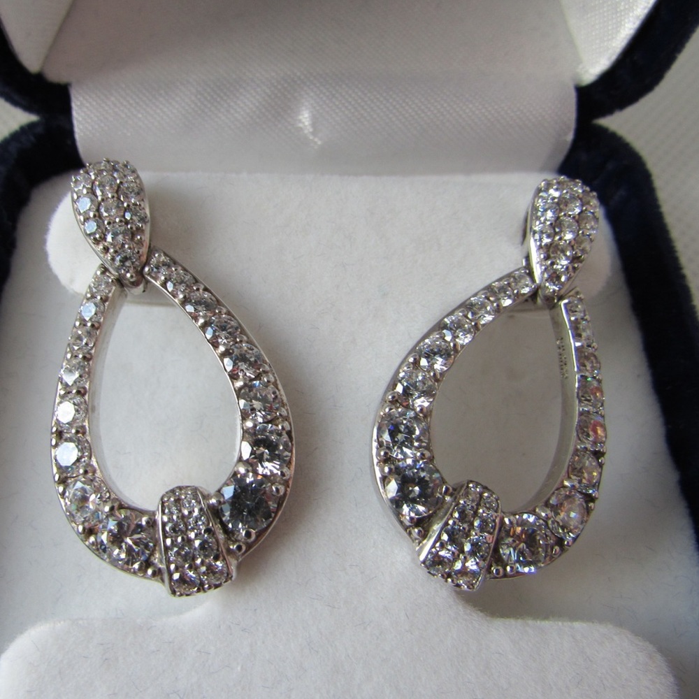 ❤️ Jean Dousset Pave Door Knocker Earrings Sterling Silver 925. Gorgeous